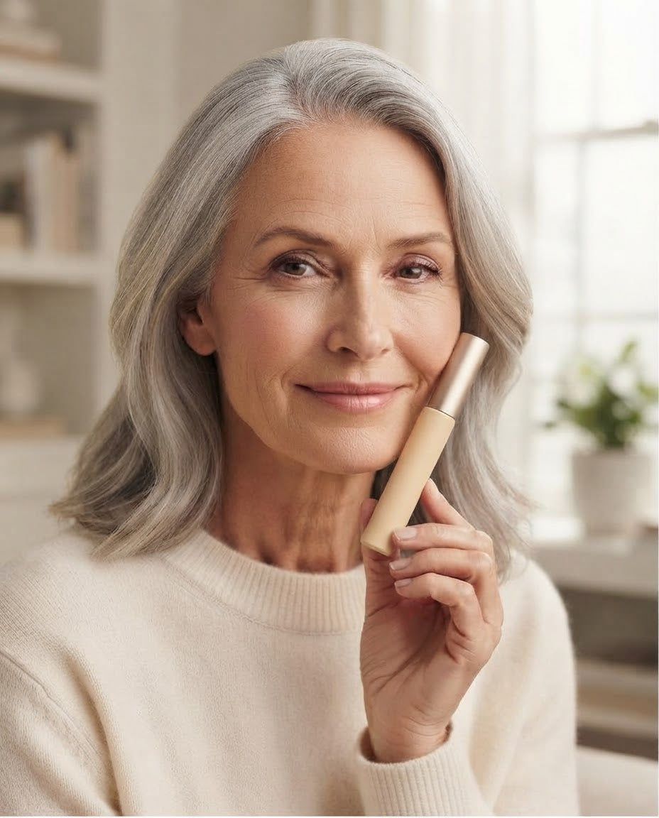 Woman holding the NUVAE PDRN Lash & Brow Serum