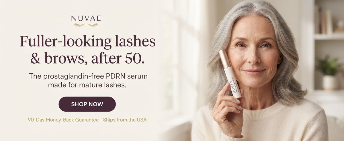 NUVAE PDRN Lash & Brow Serum, fuller-looking lashes and brows after 50